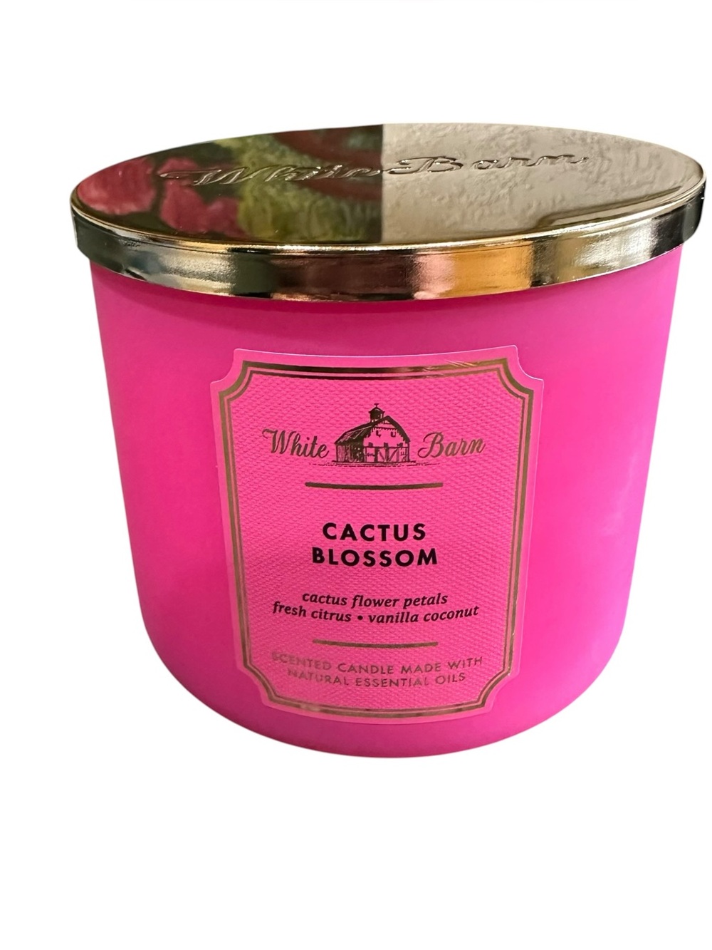 White Barn Bath & Body Works Cactus Blossom 3-Wick Candle 14.5 oz Pink